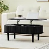 Fluted Lift Top Coffee Table with Hidden Compartment, Fully Assembled Wooden Center Table, Modern Oval Lift Tabletop 1