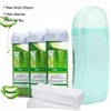 Aloe Unisex Roll-On Depilatory Wax Cream Hair Removal Kit with Wax Heater Hot Cartridge Warmer Roller Waxing Equipment Tool