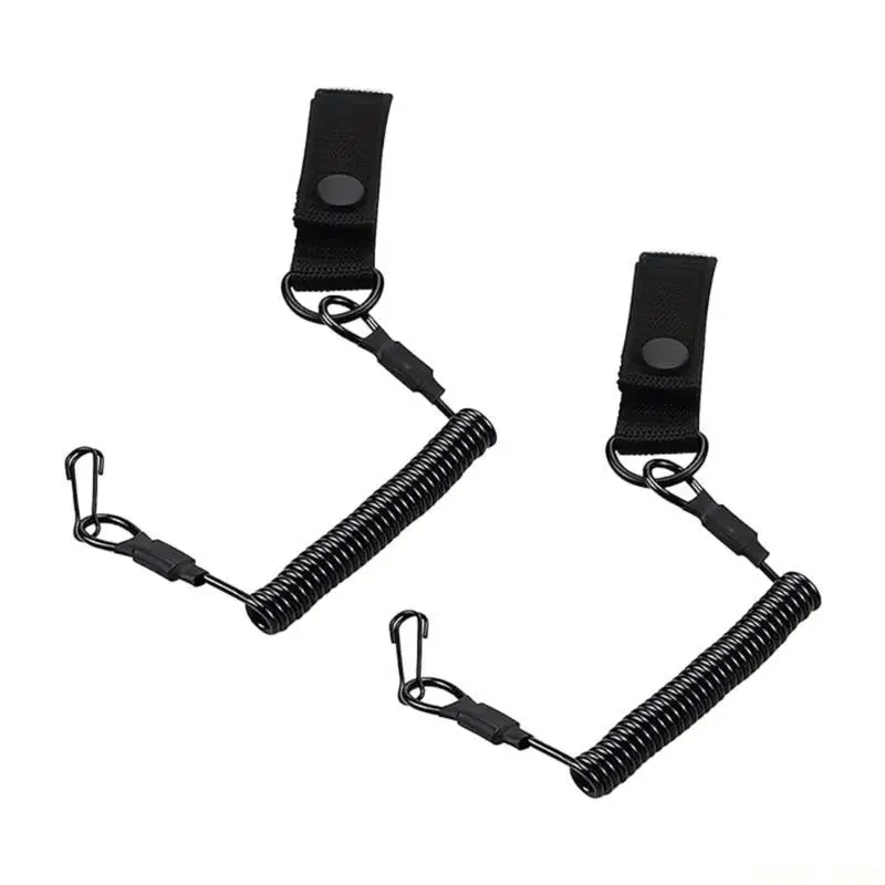 U2JB 2Pcs 나일론 전술 매는 밧줄 보안 스프링 매는 밧줄 코일 매는 밧줄 캠핑, 등산을위한 분실 방지 개폐식 슬링 키 체인