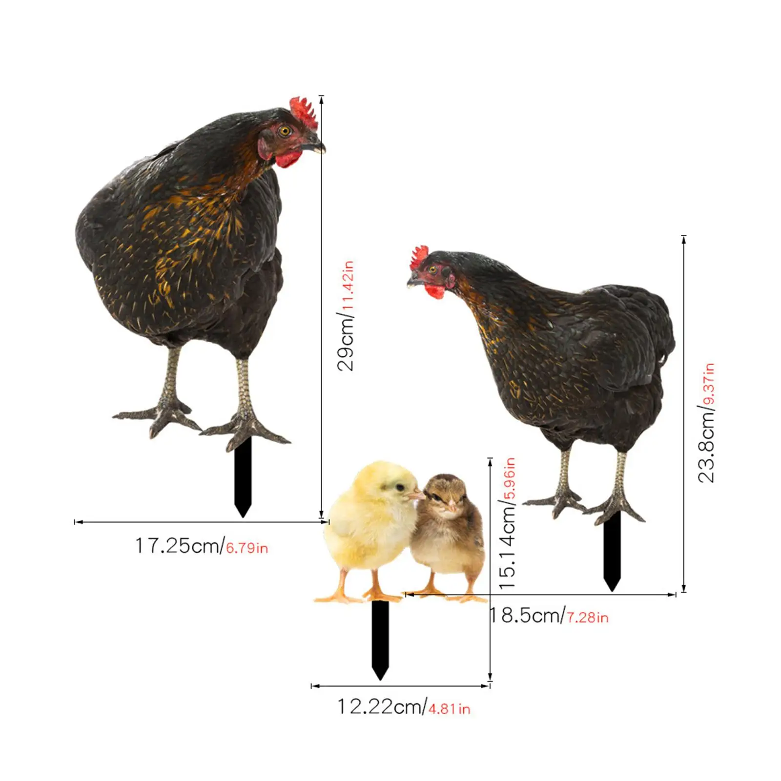 4 Pieces Chicken Animal Statue Stakes Figurines Garden Stakes Garden Statues for Backyard Outdoor Chicken Decor Yard Decor Home