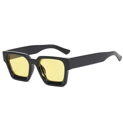 Luxury Retro Square Sunglasses - Unisex Designer Shades with UV400 Protection in Trendy Green (Black Yellow)