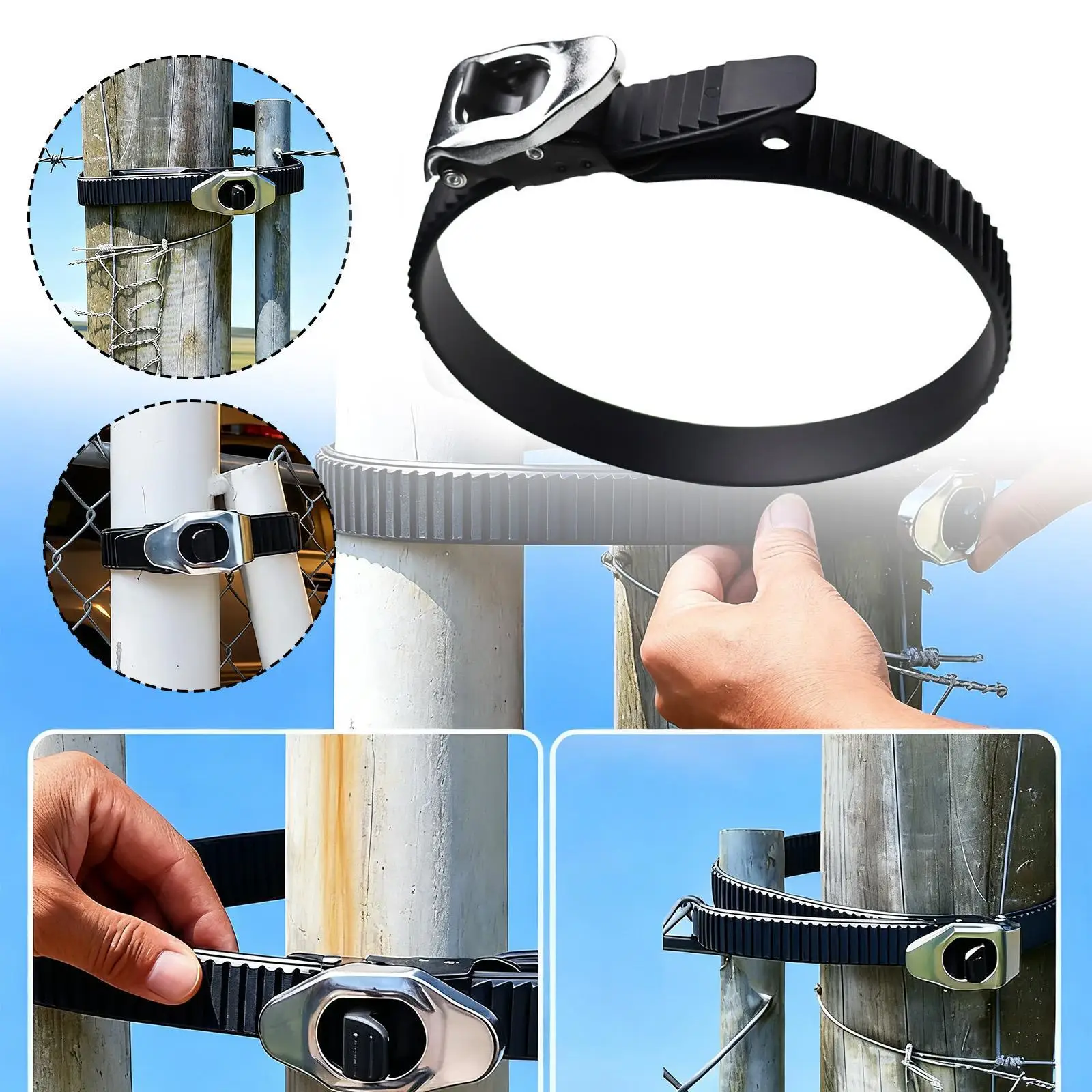 Heavy Duty Cable Strap Ratchet Buckle Reusable Nylon Tie Down for Outdoor Fencing Gates Vehicle Trailers Cargo