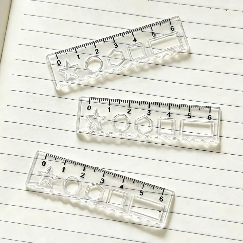 1pcs 다기능 투명 미니 눈금자, 웨이브 라인 드로잉 측정 도구, 직선 눈금자, 포켓 각도기, 학생용