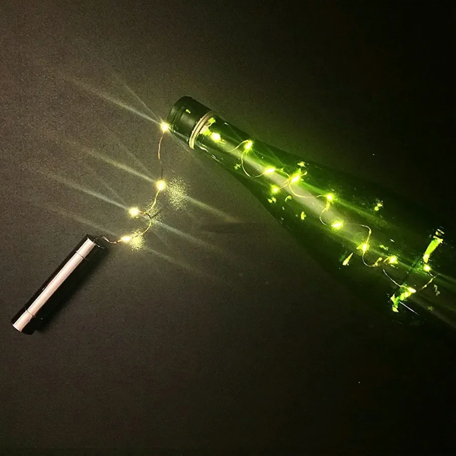 10PCS 2M Cork Shaped Wine Bottle Lights LED Christmas Starry String Lights Copper Wire Holiday New Year Bottle Fairy Light