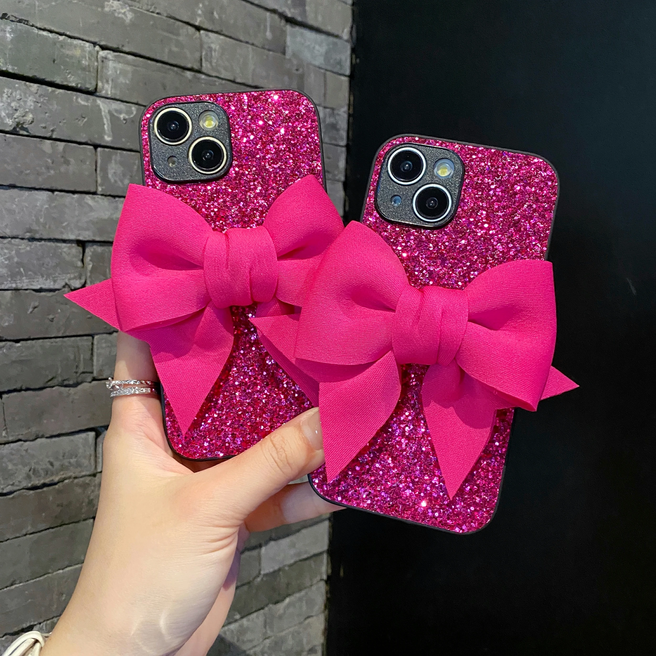 Cute 3D Bowknot Glitter Phone Case - Lovely Shockproof Soft Cover