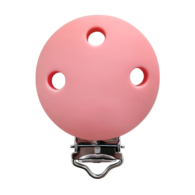 1pcs Round silicone Pacifier Clips solid No-Rusty Silicon Beads DIY Baby Chew Dummy Chain clasps Adapter