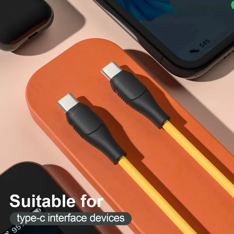 1-2개 60W 고속 충전 듀얼 헤드 타입 C 케이블 범용 USB C to USB C 고속 데이터 전송 충전기 코드 휴대폰