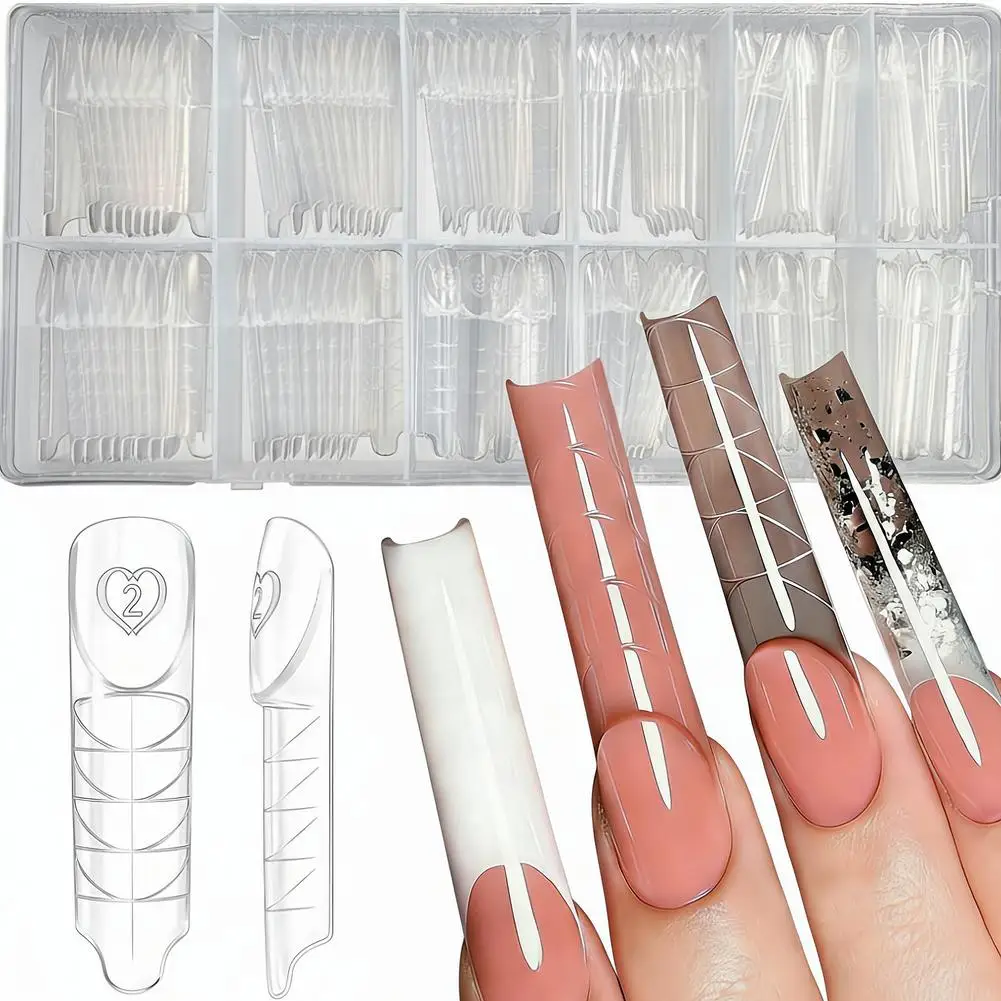 60/150개 듀얼 네일 폼 투명 폴리 네일 젤 몰드 사각 풀커버 네일 팁 연장 폼..