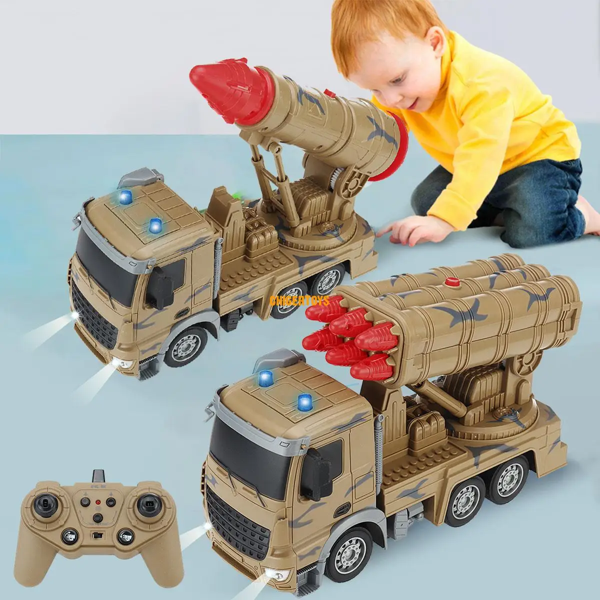 Tir Radioguidé pour Enfants Camion Grande 48 CM Avec Remorque Et