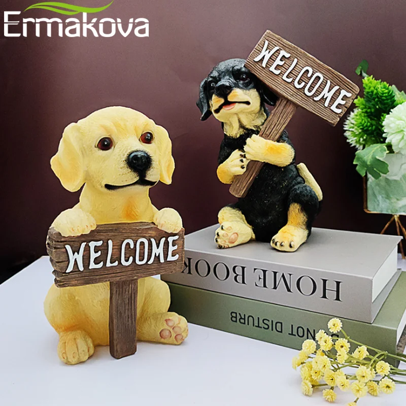 Ermakova Dog Sign Garden Statues Resin Dog Figurines Outdoor