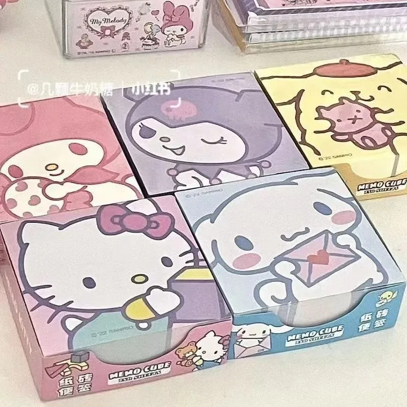 

New Sanrio Cinnamoroll My Melody Paper Brick Sticky Notes Anime Kuromi Memo Book Student Study Stationery Cute Hand Book