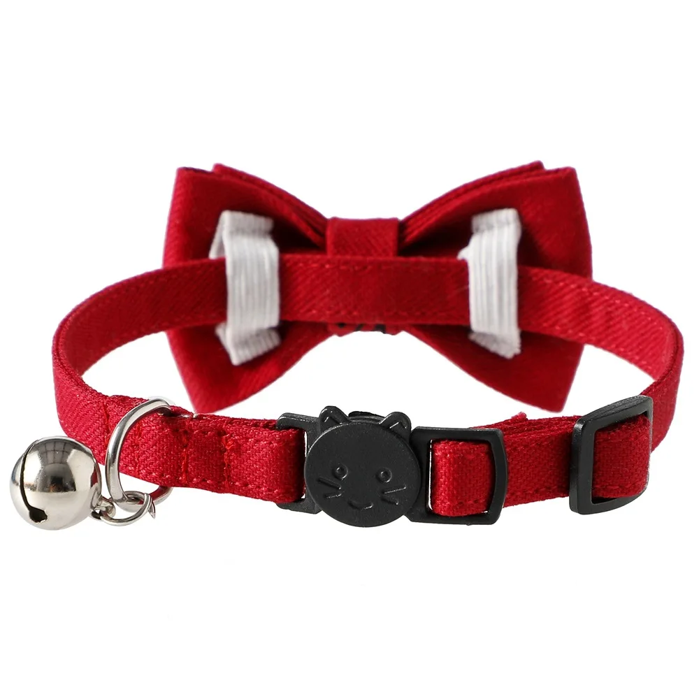 SucadoPet Katzenhalsband mit Roter Fliege Schnellverschluss Valentinstag Hochzeit Party Breakaway Katzenhalsband Schleifendesign Haustierzubehör – Detail 15