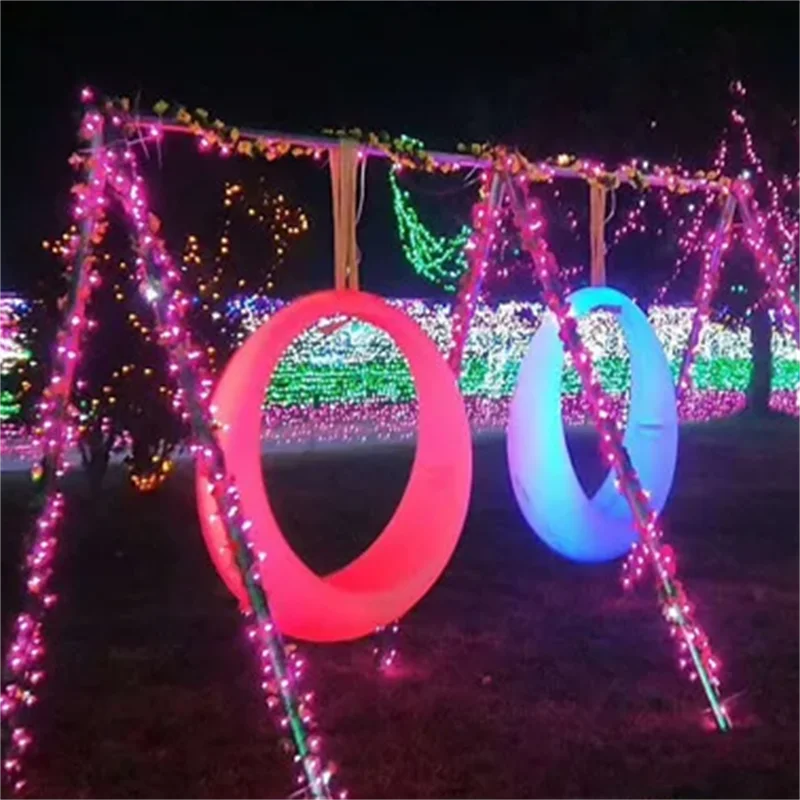 Outdoor Furniture Lighting Luminous Swings Moon Shape Outdoor Hanging Hammocks Rocking Chairs Activities Wedding Decor