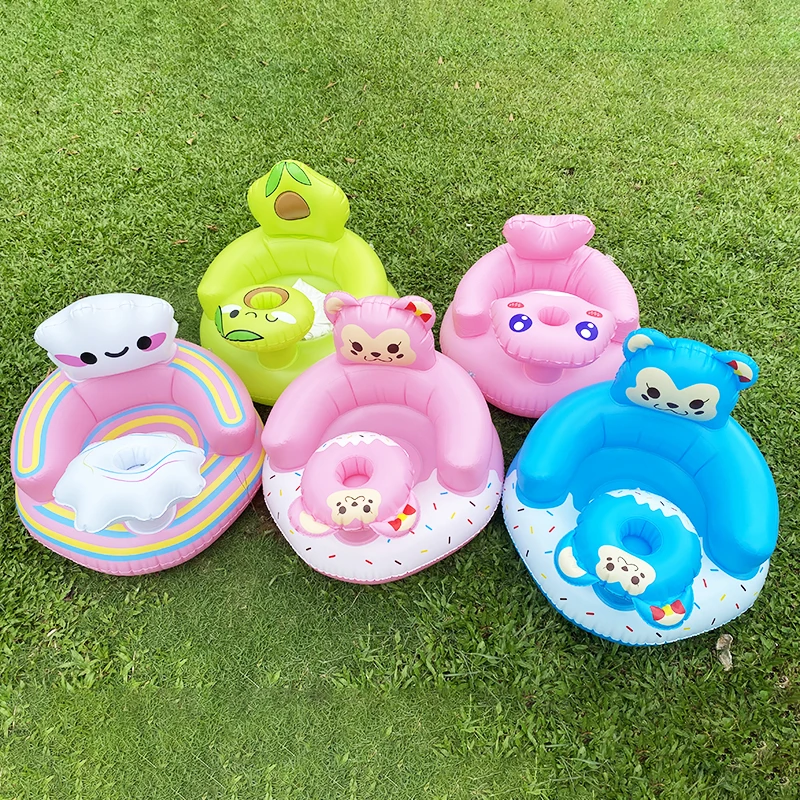 Baby shiny baby inflatable sofa kids puff portable bath chair PVC multifunctional seat practice bidet