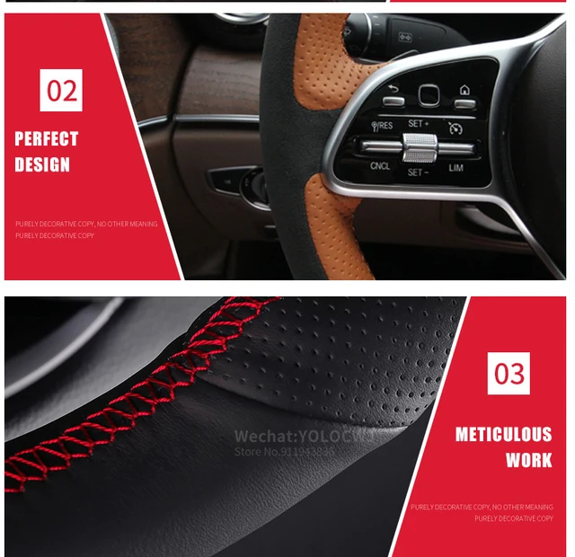 Housse De Volant De Voiture En Daim Cousue À La Main, Accessoires  D'intérieur Pour Tesla Model 3 Y Model X S - Directeur Couvre - AliExpress