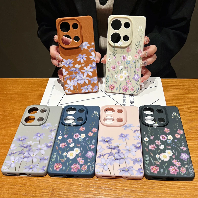 Floral Leather Texture Soft Phone Case