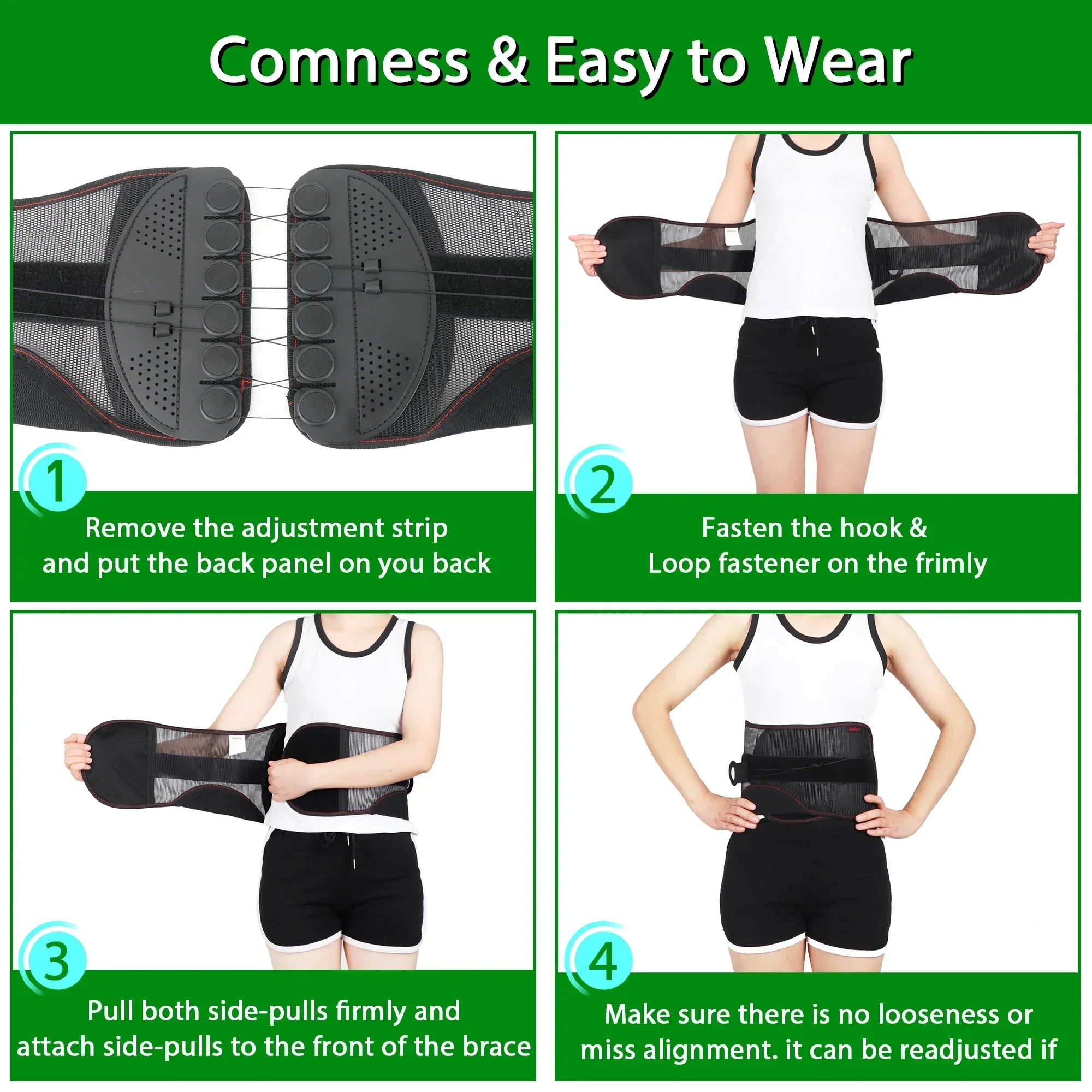 LSO Lumbar Support Belt for Lower Back Pain Relief, Herniated Disc - Sport Waist Brace with Adjustable Compression Pulley System 4