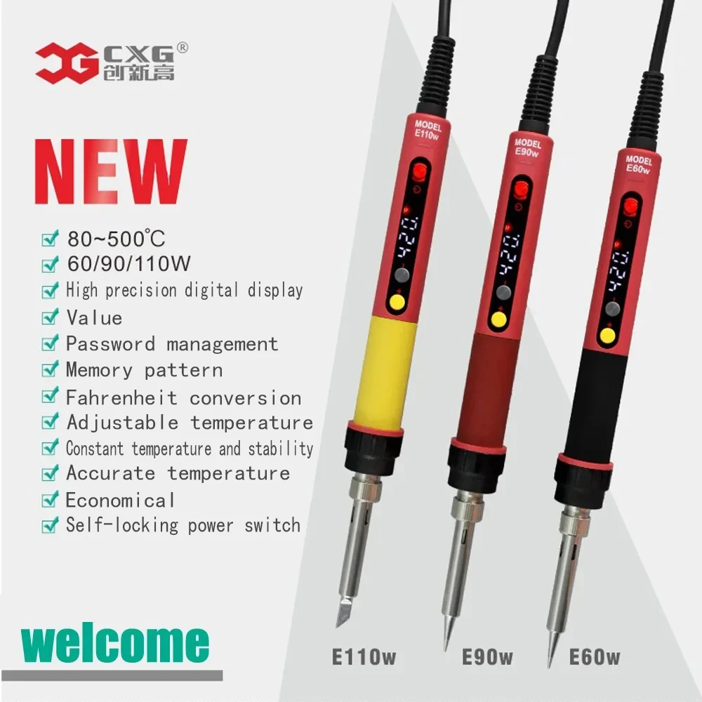 CXG E60W Профессиональный СВЕТОДИОДНЫЙ Цифровой Регулируемый Электрический паяльник, паяльная станция с постоянной температурой E60WT E90WT E110WT