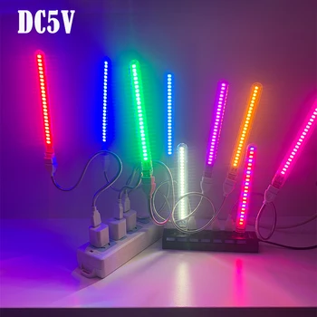 침실 장식용 USB LED 야간 조명, 24LED 컬러 램프, 레드 옐로우 화이트 블루 그린 퍼플 핑크 분위기 조명, DC5V