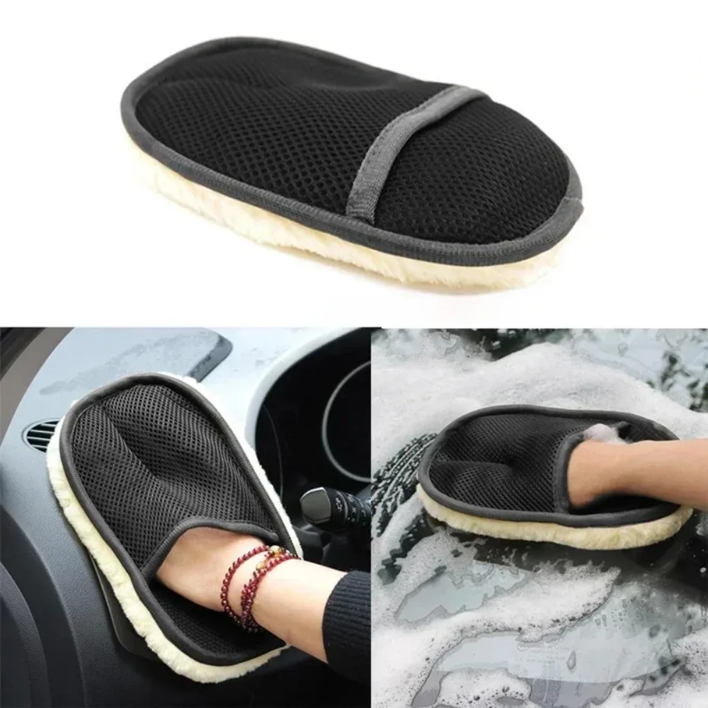 Wool Soft Car Washing Gloves Cleaning Brush Auto Motorcycle Paint Protection Wash Tools Accessories