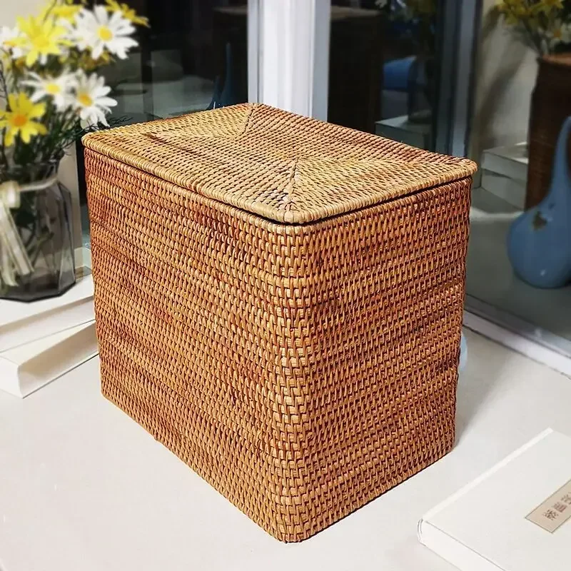 

Mifuny Handwovens Storage Baskets Vine Weaving Storage Boxes Ratton Handmade Sundries Item Sorting Box with Cover Storage Boxes