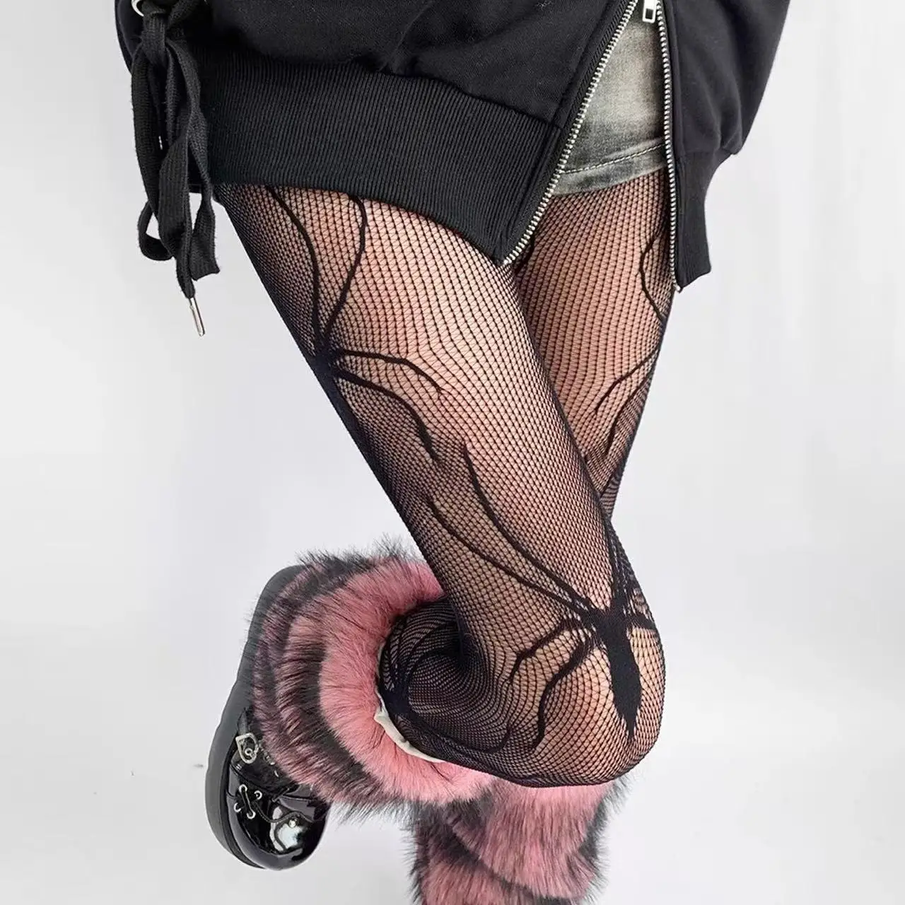 Gothic Netzstrümpfe Schwarze Strumpfhosen Frauen Sexy Nylon Sheer Strumpfhosen Cosplay JK Mädchen Strumpfhosen Halloween Themed Retro Strümpfe # – Detail 16