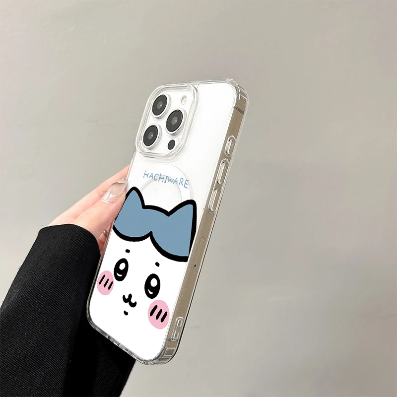 Lovely C-Chiikawas Transparent Wireless Charging Case with Silicone Edge Cover