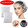 100/200/300 Pcs Disposable Shower Cap for Extension Clear Beauty Hair Hat Shower Cap Elastic Mesh Shape Waterproof Bath Hat 1