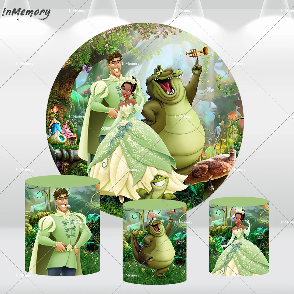 Princess Round Background Baby Shower Baby Princess Tiana And The Frog Background 1St Birthday Fairy Tale Spring Circle Background