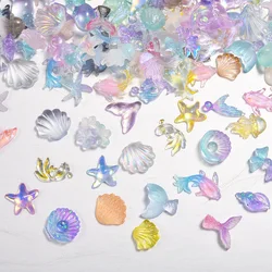 Ocean - Inspired Nail Art Charms Set: Shiny Shells, Sea Stars, Dolphins & Stones (50pcs)