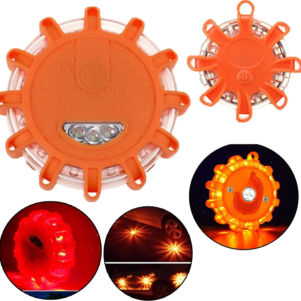 Emergency Warning Flare 8/12Led Flares Roadside Safety Beacon Disc Flashing Kit with Magnetic