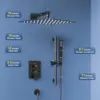 10 Inch Slide Bar Shower Faucet Luxury High Pressure Shower Heads and Handheld Spray Combo Set Wall Mounted Shower 6