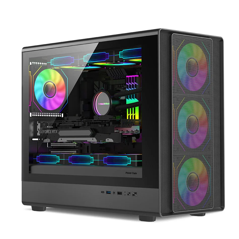 Power Train N1 MATX Desktop Case Vertical Glass Side Transparent Host Shell Support 360 Water-Cooled 420MM Graphics Card pc case,pc chassis