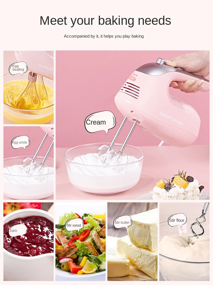 Shunran 304 Stainless Steel Eggbeater Electric Household Small Handheld Whipping Cream Stirring Cake Baking Whipping Machine wireless multifunctional electric egg beater usb rechargeable garlic chopper quick stirring easy use handheld kitchen blender