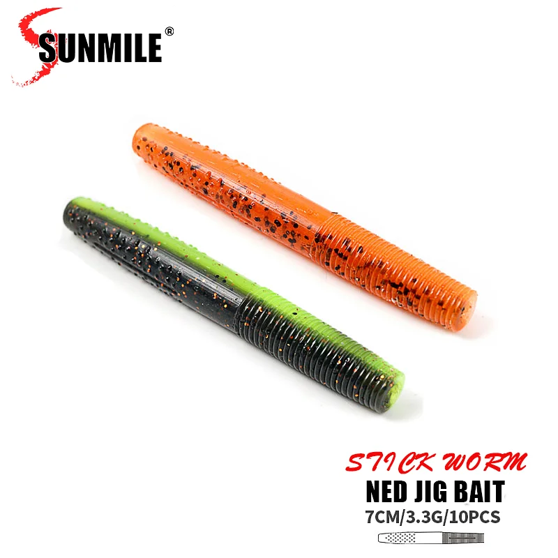 

SUNMILE 10pcs Floating Grub Soft Lure 7cm 3g Finesse Worm Fishing Bait Salted Ned Jigging the Best Lure Swimbaits
