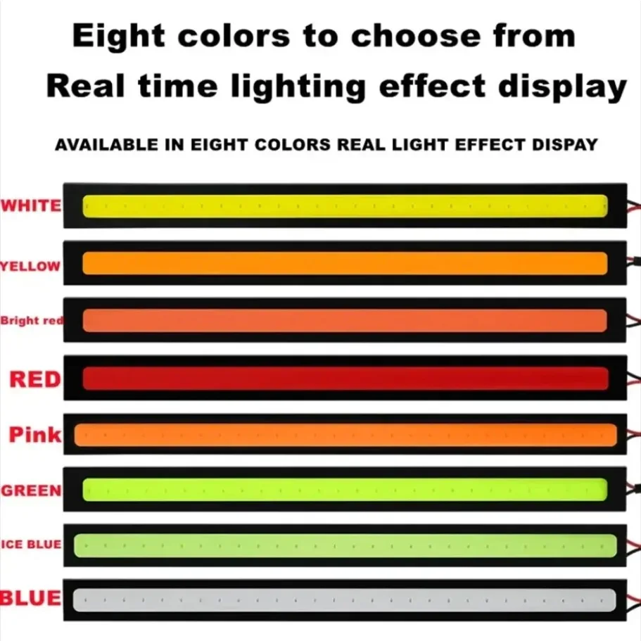 10개 17cm COB LED 스트립 라이트 (자동차용), 방수 DRL 주간 주행등, 유연한 자동차 실내 장식 램프 스타일링