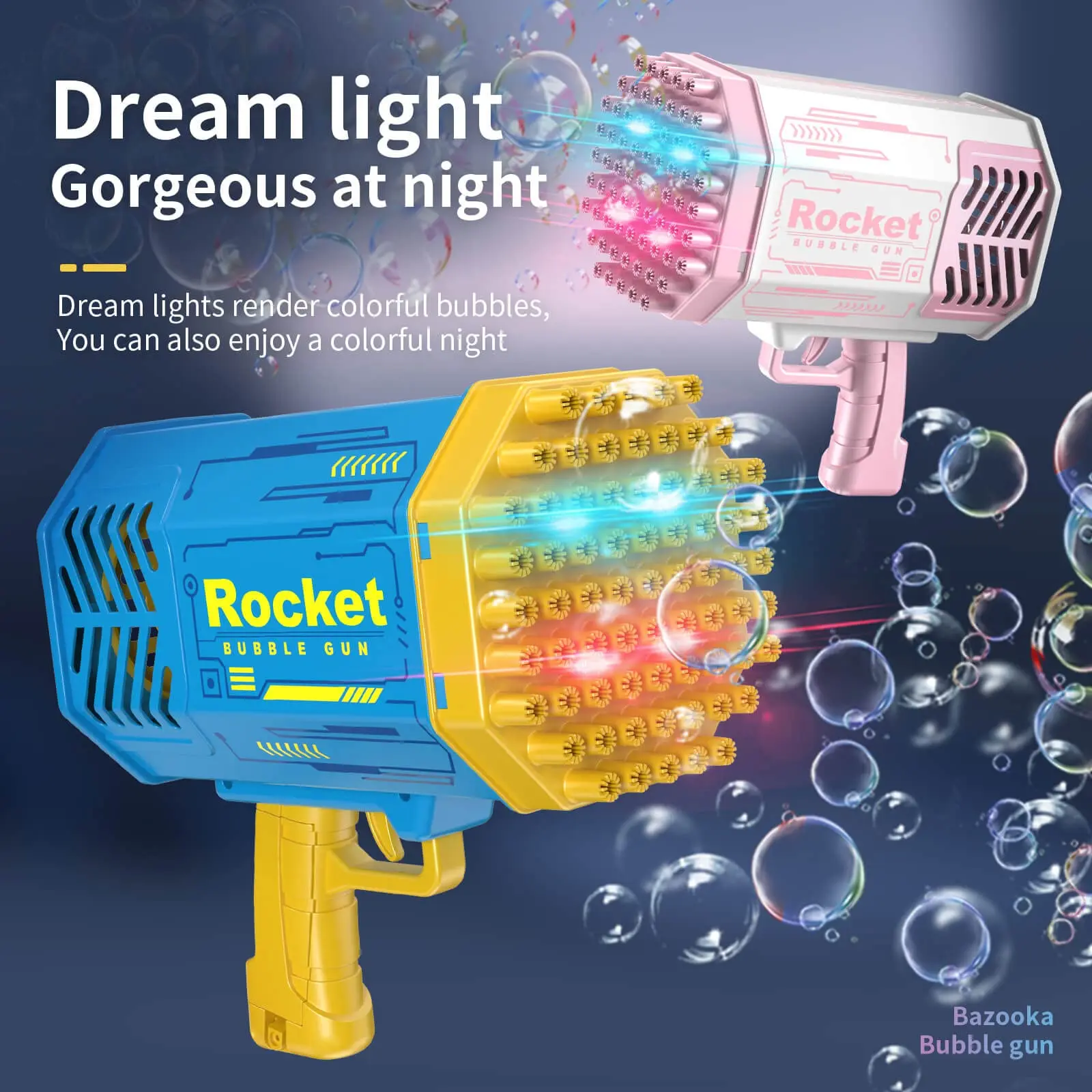 69 Holes Bazzoka Super Bubble Gun with Lighting Effects