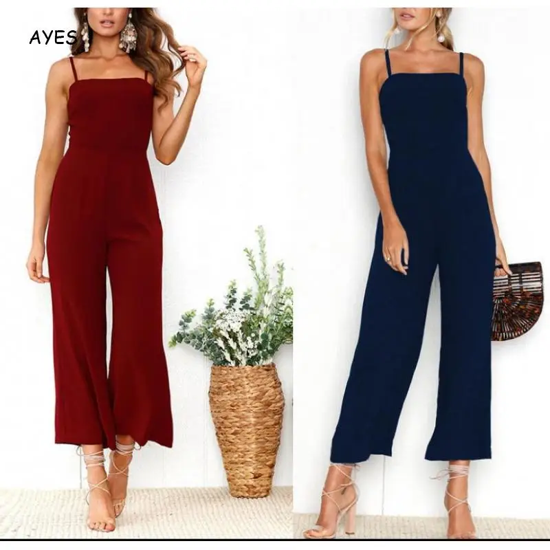 Sleevelessv Jumpsuit Wide Leg Pants 2022 Ladies Elegant Sleeveless Solid Long Casual Jumpsuit 2022 Summer Fashion Elegant Women new summer denim dress vintage jumpsuit women y2k elegant luxury female jumpsuits formal korean fashion long dresses spring 2023