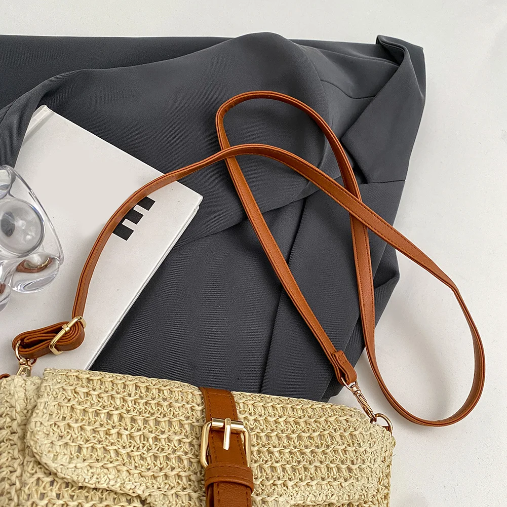 Women Crossbody Bags Summer Woven Messenger Bags Fashion Handmade Paper Rope Simple Adjustable Straps Mobile Phone Bag