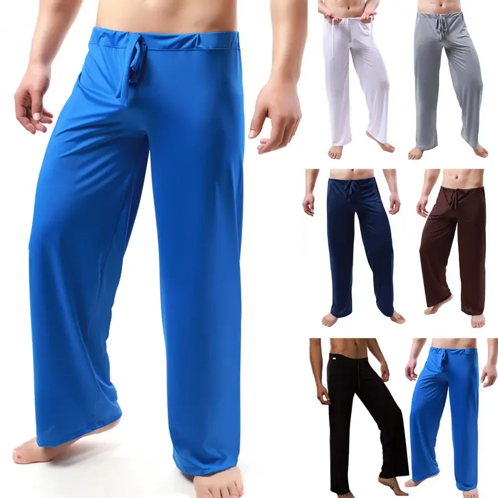Men Yoga Pants Low Waist Drawstring Straight Loose Pajama Pants Thin Sports Comfortable Elastic Waist Men Sports Trousers pajama pants