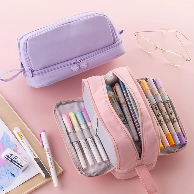 Angoo – Trousse À Crayons Ouverte Double Face, 3 Compartiments, Grille De  Couleur, Points, Pochette De Rangement Pour Règles, Papeterie Scolaire F899  - Pochettes À Crayon - AliExpress