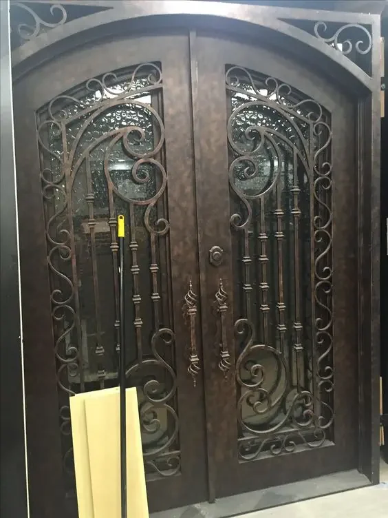 Iron Door Customised Size Luxury Exterior Main Entry Wrought New Grill Designs WIth Glass for Home