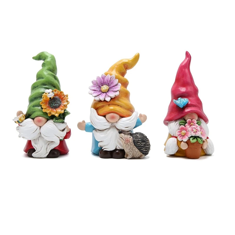 

Spring Gnome Decorations Flower Gnomes Ornaments Decor Summer Gnomes Figurines Spring Gnomes For Garden Decor Set Of 3