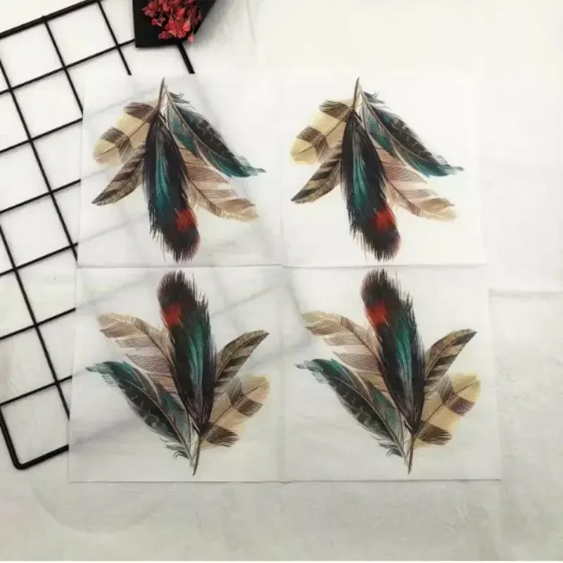 Colourful Printed Napkin Feather Model Tissue Drawing Paper 10/20pcs/pac Restaurant Party Gathering Facial Tissue Mouth Cloth paper napkins