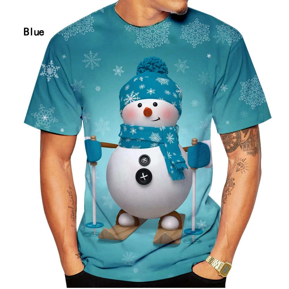 Camisetas navideñas de moda para hombres y mujeres, camisetas informales de  Papá Noel con estampado de dibujos animados en 3D, camisetas del mismo  estilo para hombres y mujeres| | - AliExpress