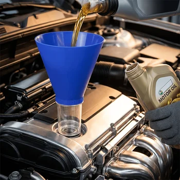 Imbuto per Olio Motore/Anti-Goccia/Operazione Senza Mani/Imbuto per Riempimento Olio Motore con Filettatura/Adatto per TOYOTA, KIA, HYUNDAI