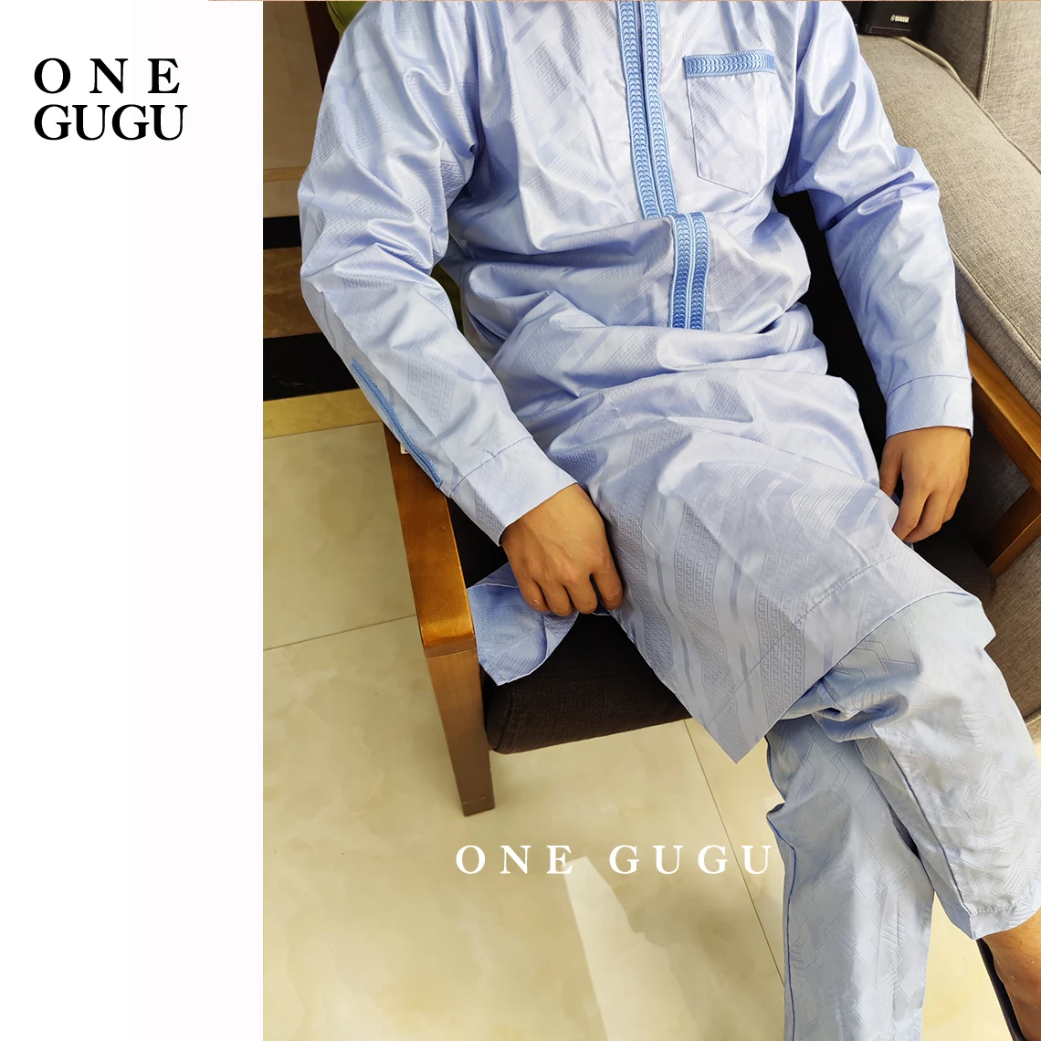 2Pcs Set Shining Waterproof Men Baizn Riche Shirt And Pants Nigerian Top Quality Original Traditional Dashiki Clothing
