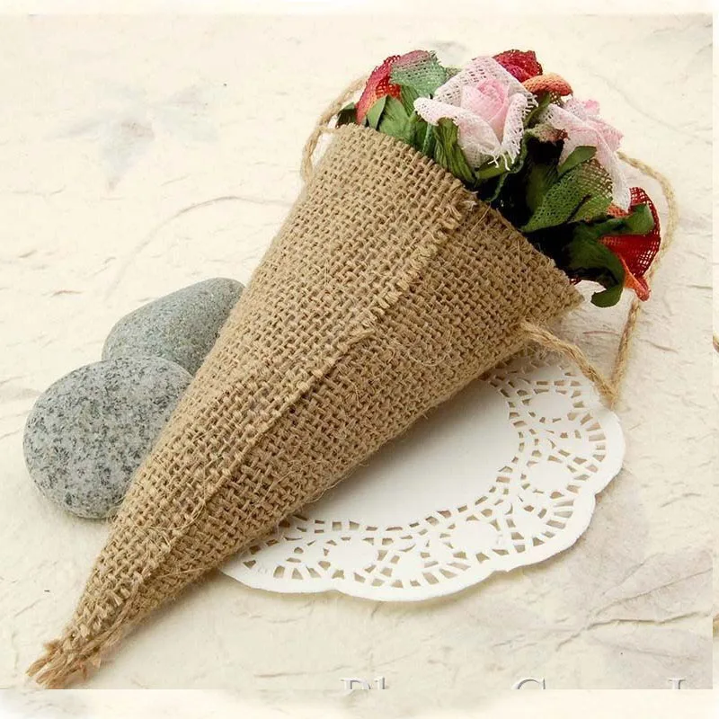 Hessian Pew Cone Flower Holder pack of 24 Birthday Party Wedding Party