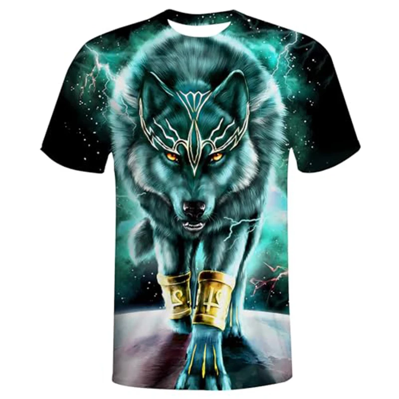 2024 Wolf T Shirt For Mens Animal 3D Print Short Sleeve Top