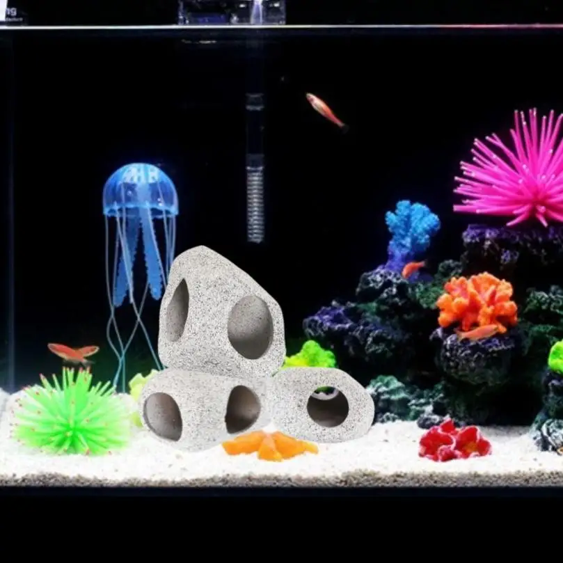Ceramic Stackable Rock Aquarium Decorations Fish Cave for Fighting Fish Rock Cave Tank Pond Shrimp Breeding Ornament Decor